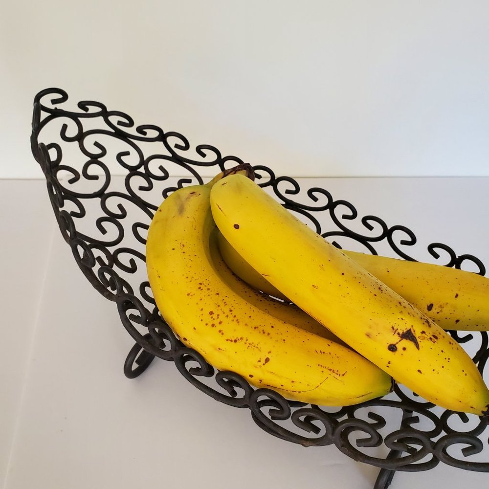 Dark Metal Fruit Bowl Footed Boat Shape Display Shabby Chic Tuscan Baroque Chic - Picture 11 of 11
